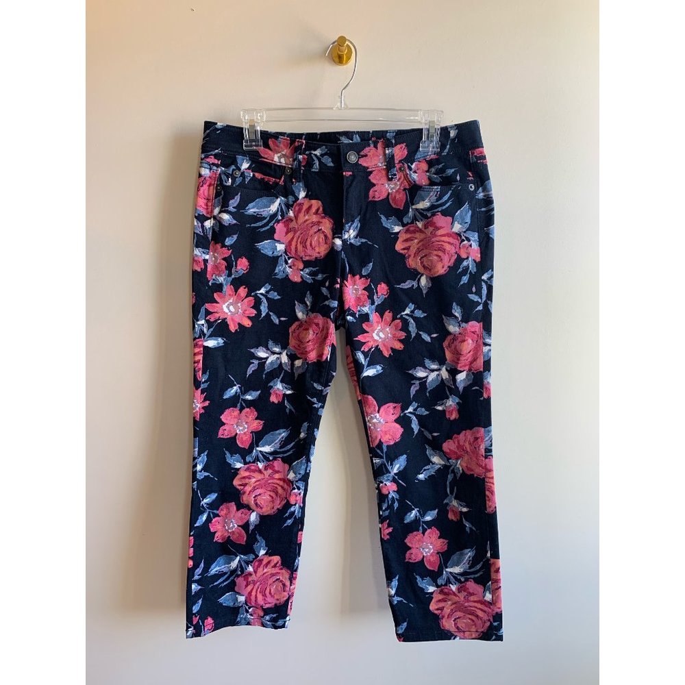 LOFT Pink/Blue Floral Crop Pants